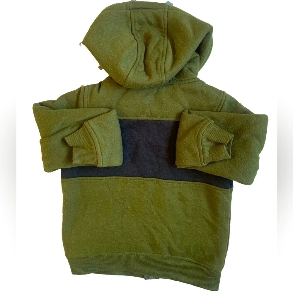 Wonder Nation Black & Green Interlined Hooded Jacket with Sherpa